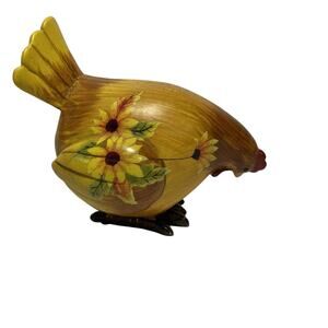 Chicken Hen Sunflower Floral Statue Kitchen Decor Farmhouse